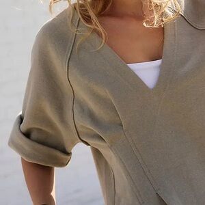 NWT Free People Movement For The Win Sage Stone V neck Crop T XS